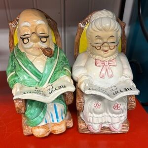 Vintage retirement fund coin banks grandma grandpa